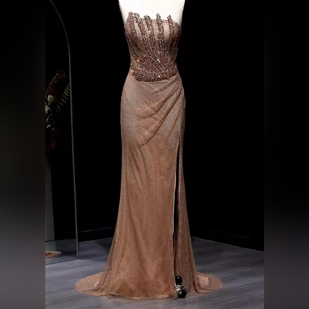 Bronze Brown Corset Evening Gown
